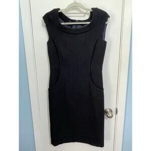 Lafayette 148 NY Dress Size 2 Black Navy Wool Mohair Tweed Office Preppy